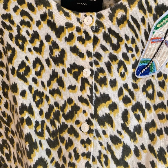Le Superbe 100% cashmere animal print cardigan sweater size M - Picture 2 of 6